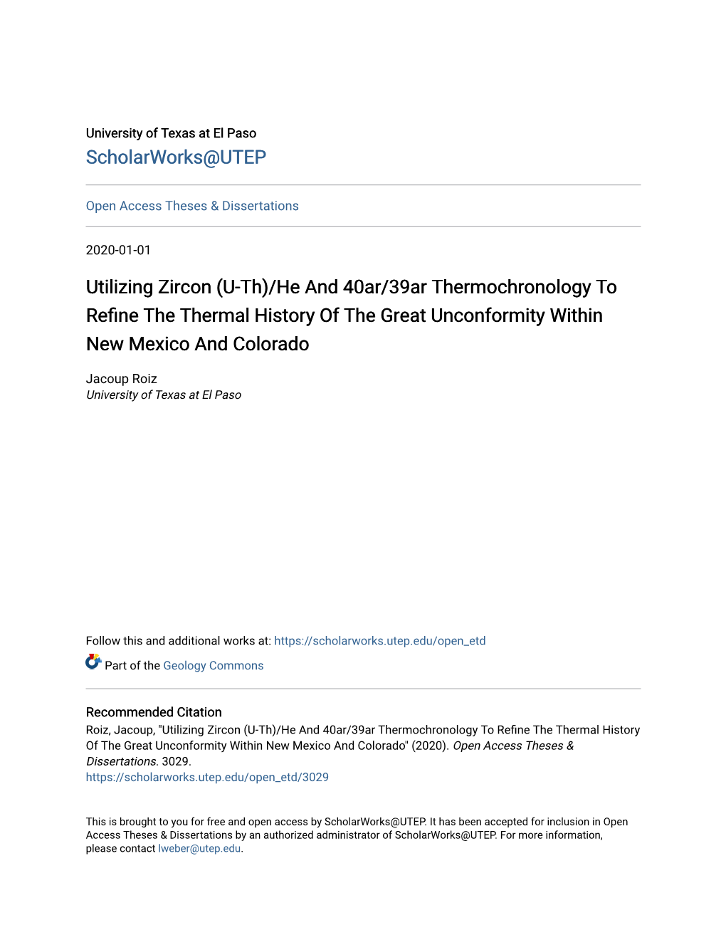 Utilizing Zircon (U-Th)/He and 40Ar/39Ar Thermochronology to Refine the Thermal History of the Great Unconformity Within New Mexico and Colorado