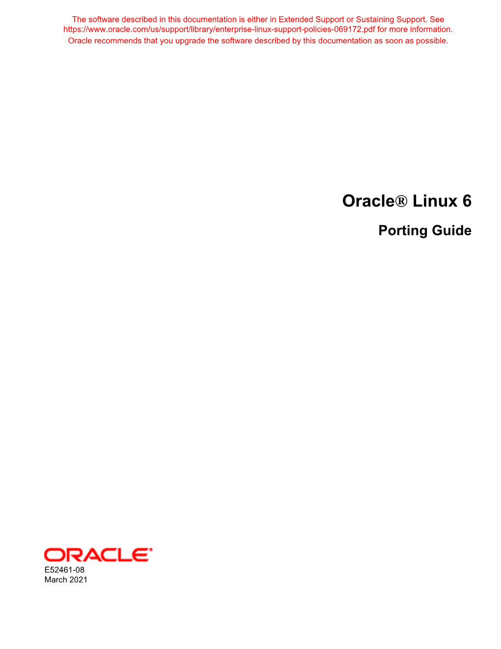 Oracle® Linux 6 Porting Guide