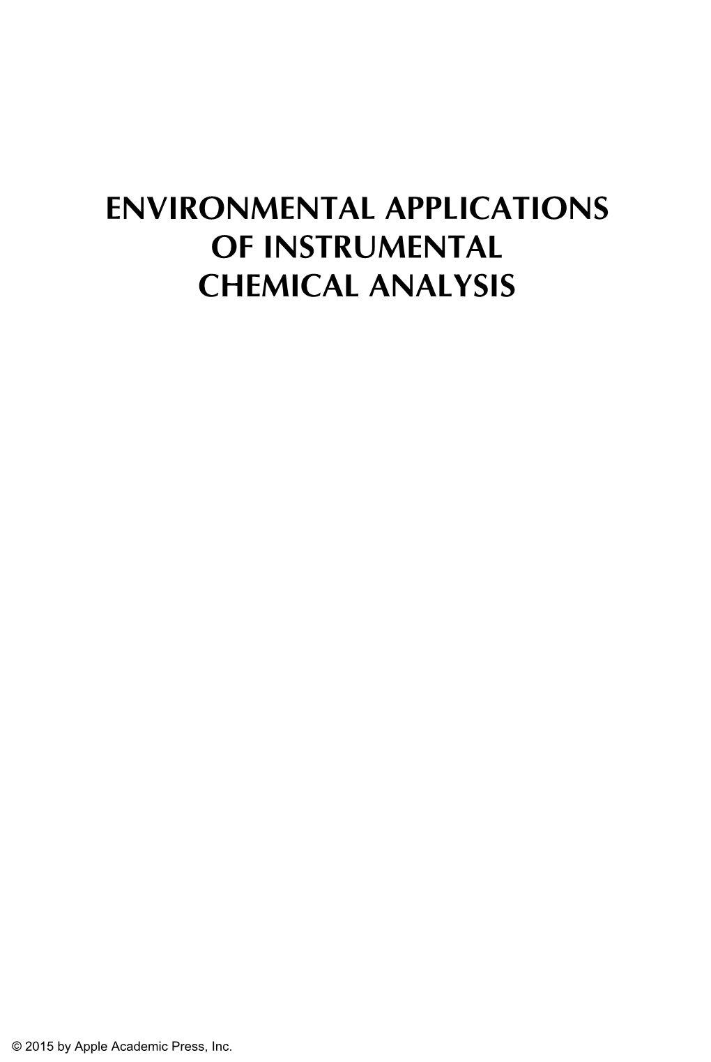 Environmental Applications of Instrumental Chemical Analysis.Pdf