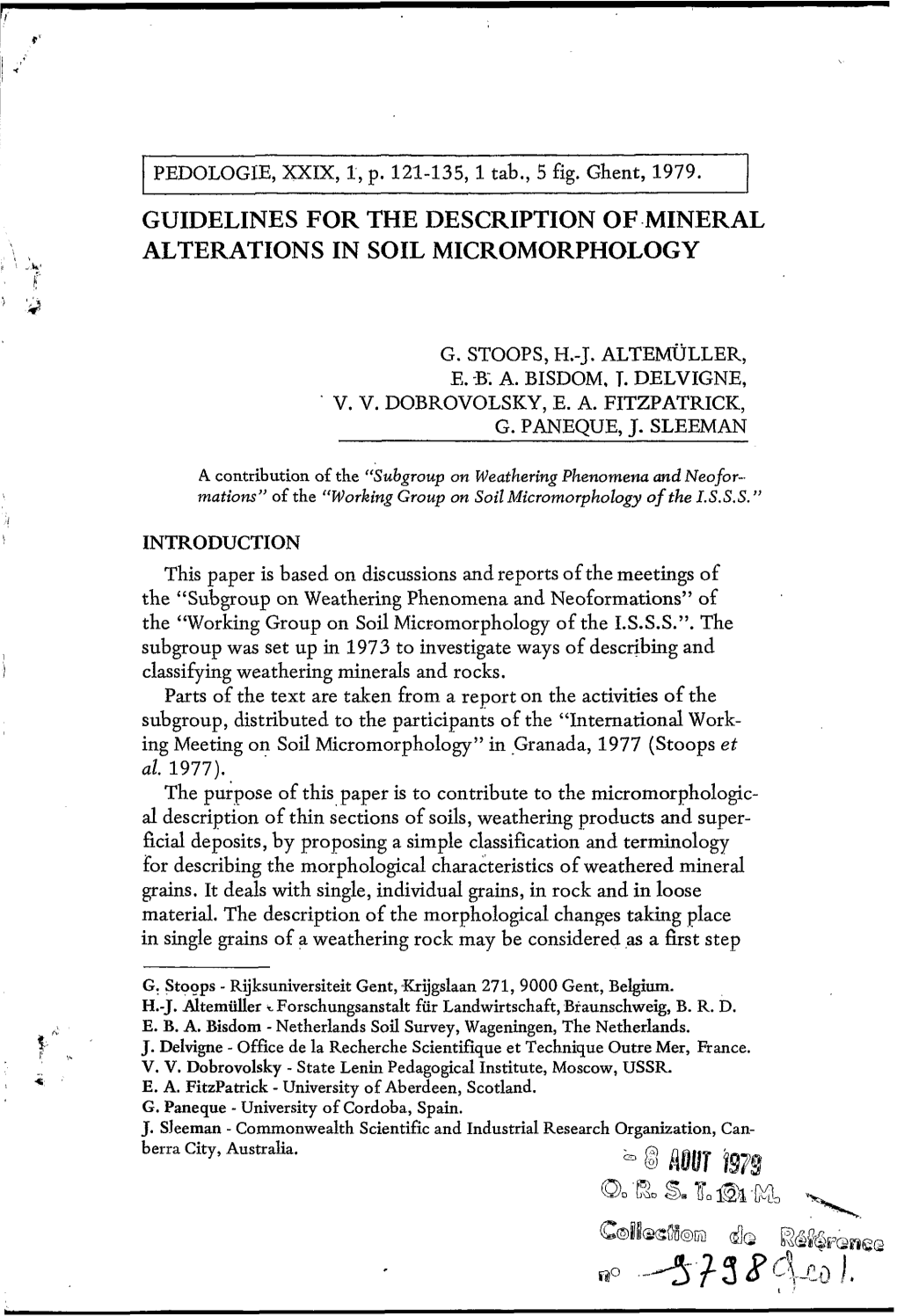 Guidelines for Description of Mineral Alterations in Soil Micromorphology