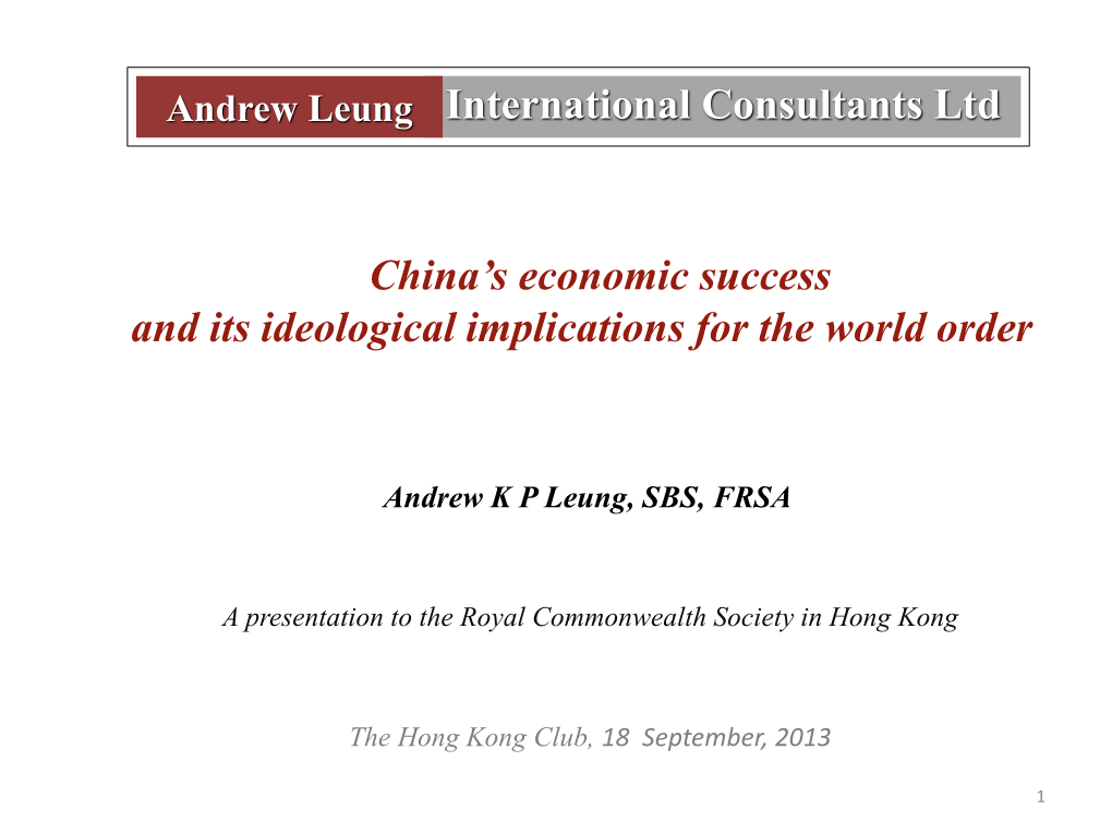 Chinas-Economic-Succcess-And-Its