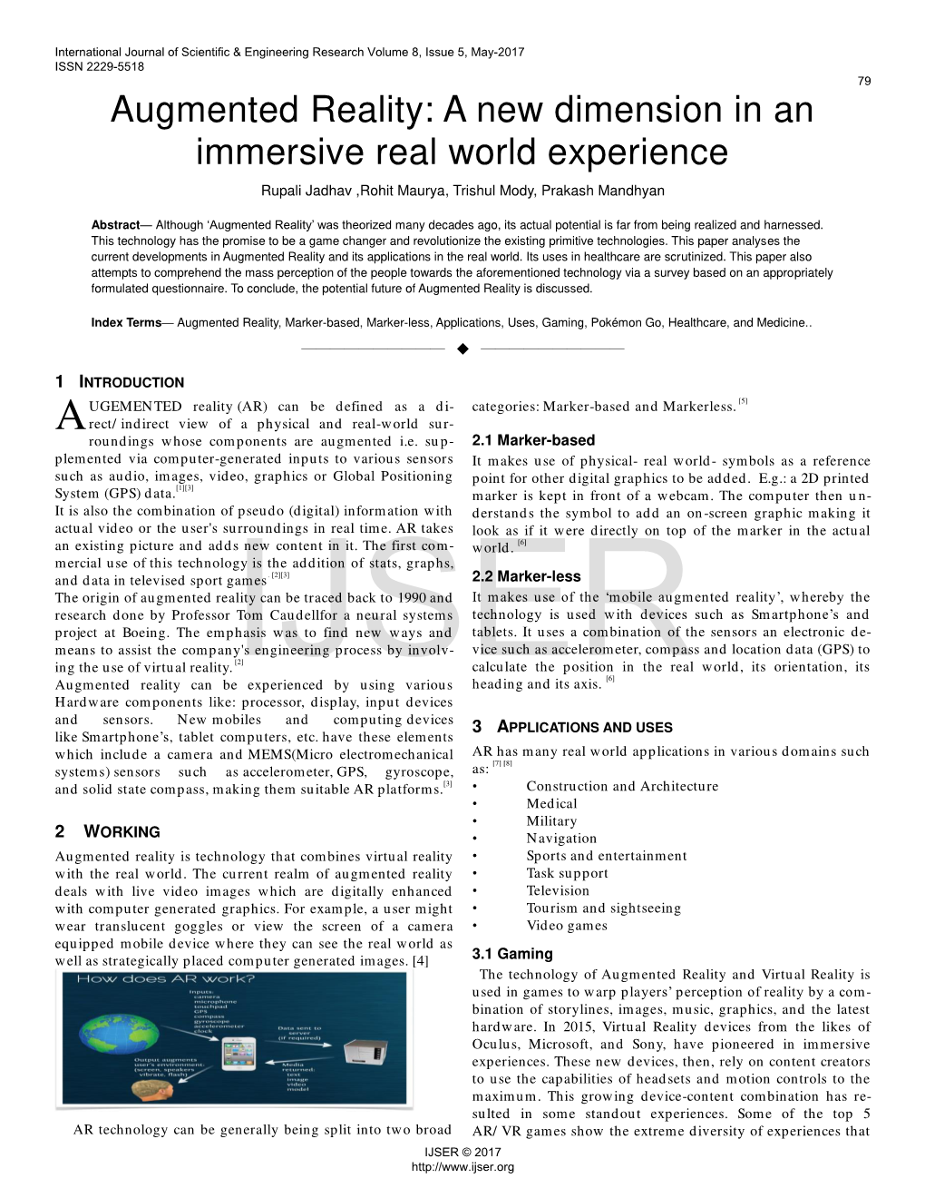 Augmented Reality: a New Dimension in an Immersive Real World Experience Rupali Jadhav ,Rohit Maurya, Trishul Mody, Prakash Mandhyan