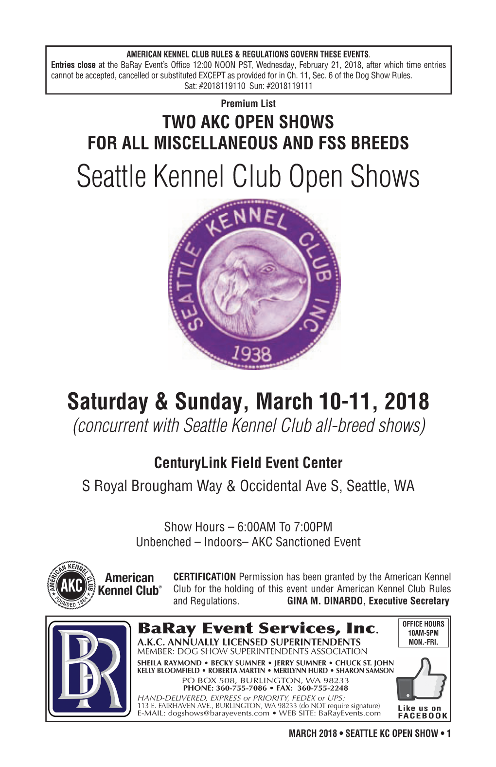 Seattle Kennel Club Open Shows