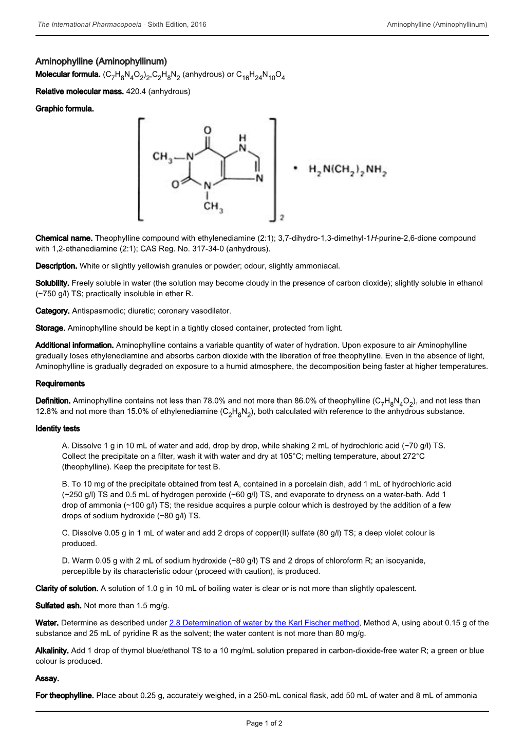 Aminophylline (Aminophyllinum)