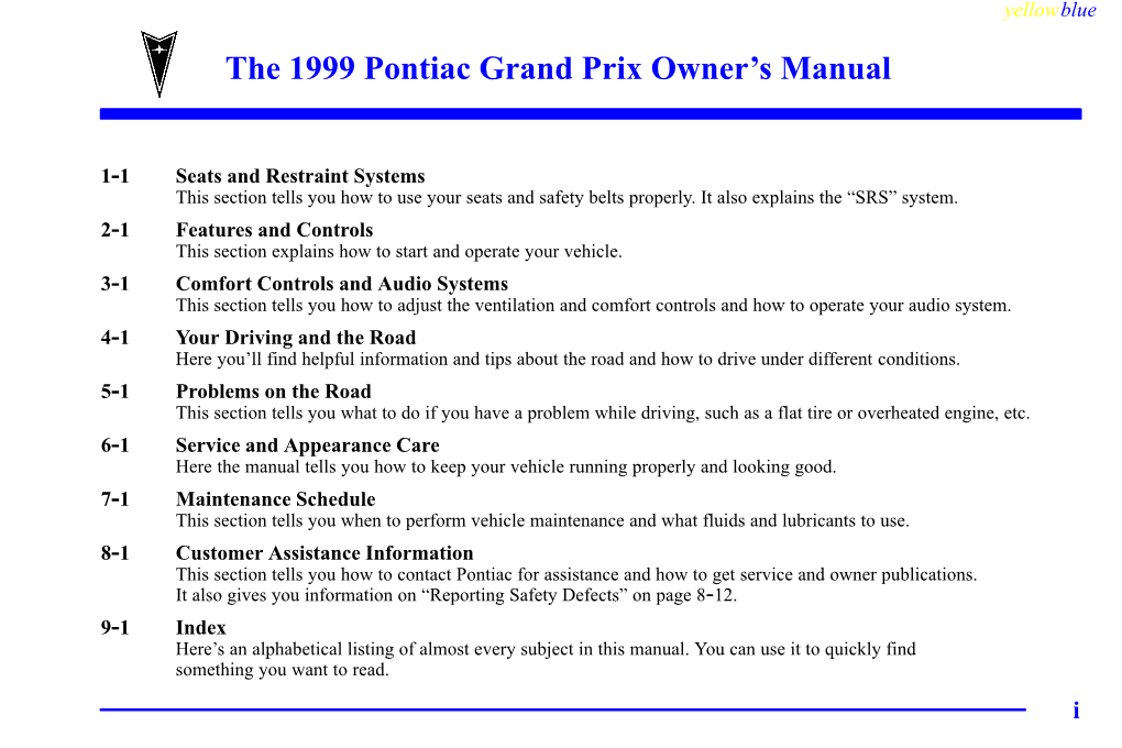 1999 Pontiac Grand Prix Owner's