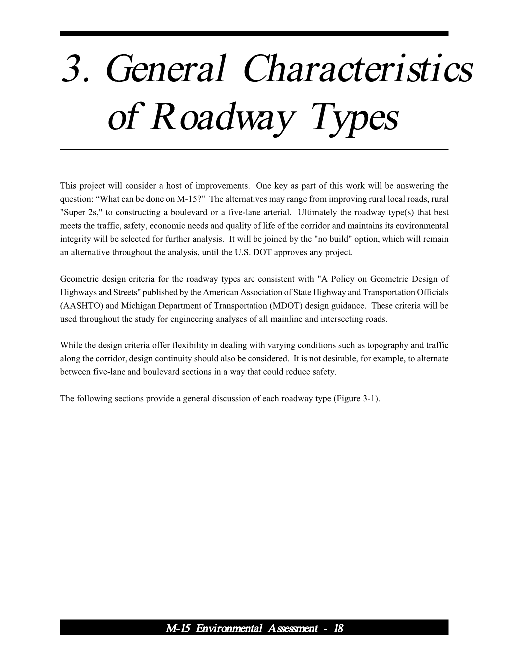 3. General Characteristics of Roadway Types