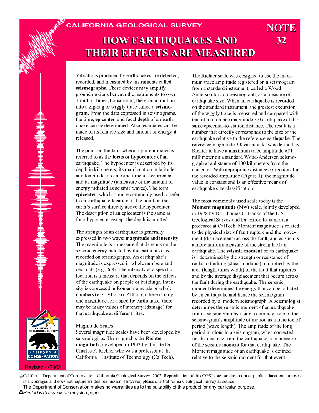 Note 32 How Earthquakes and Their Effects Are Measured