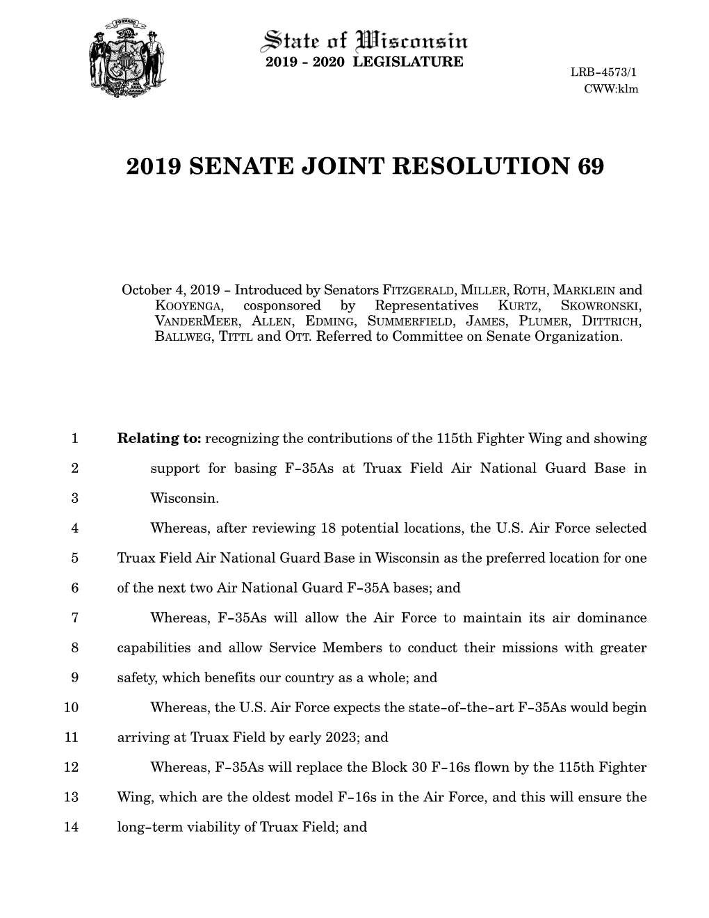 2019 Senate Joint Resolution 69