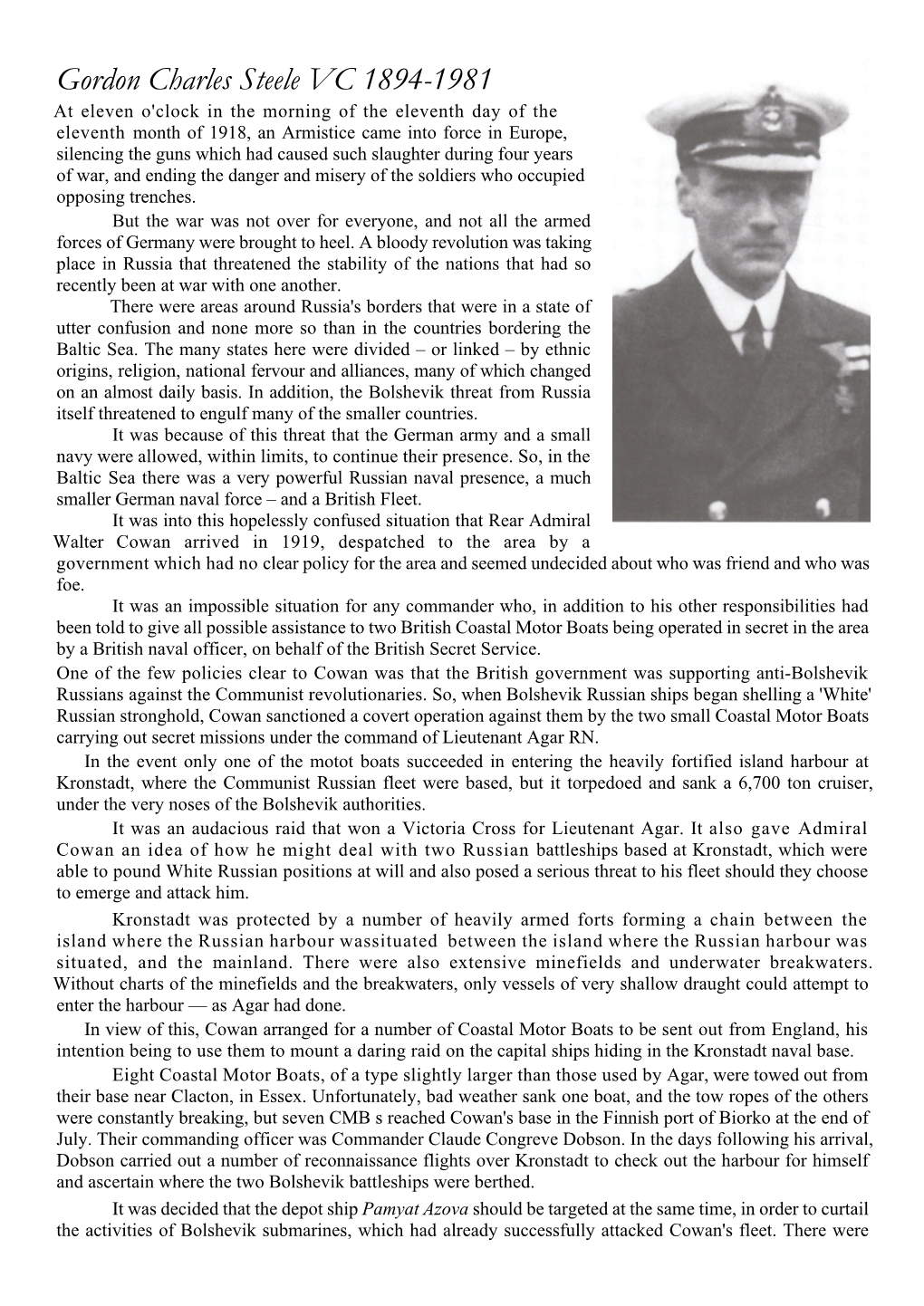 Gordon Charles Steele VC 1894-1981