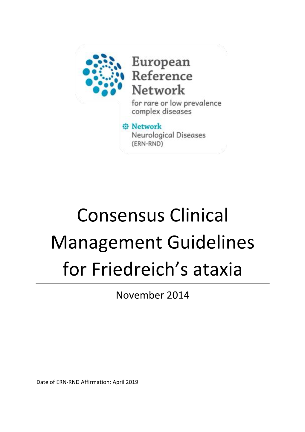 Consensus Clinical Management Guidelines for Friedreich's Ataxia