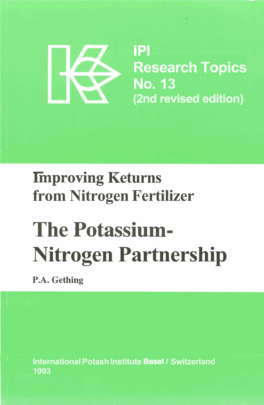 The Potassium- Nitrogen Partnership