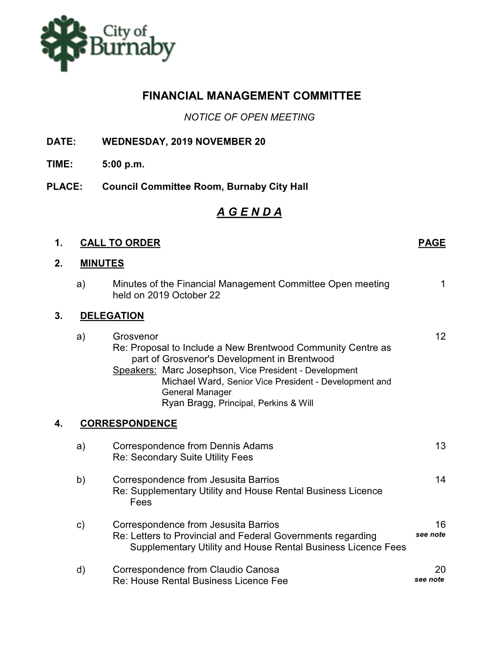 Financial Management Committee a G E N