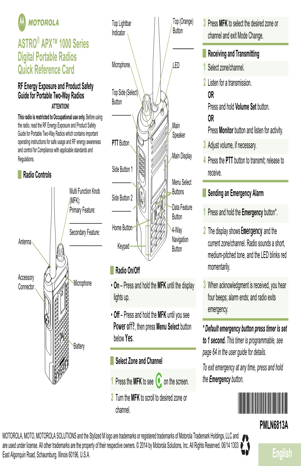 APX 1000 III Quick Reference Card