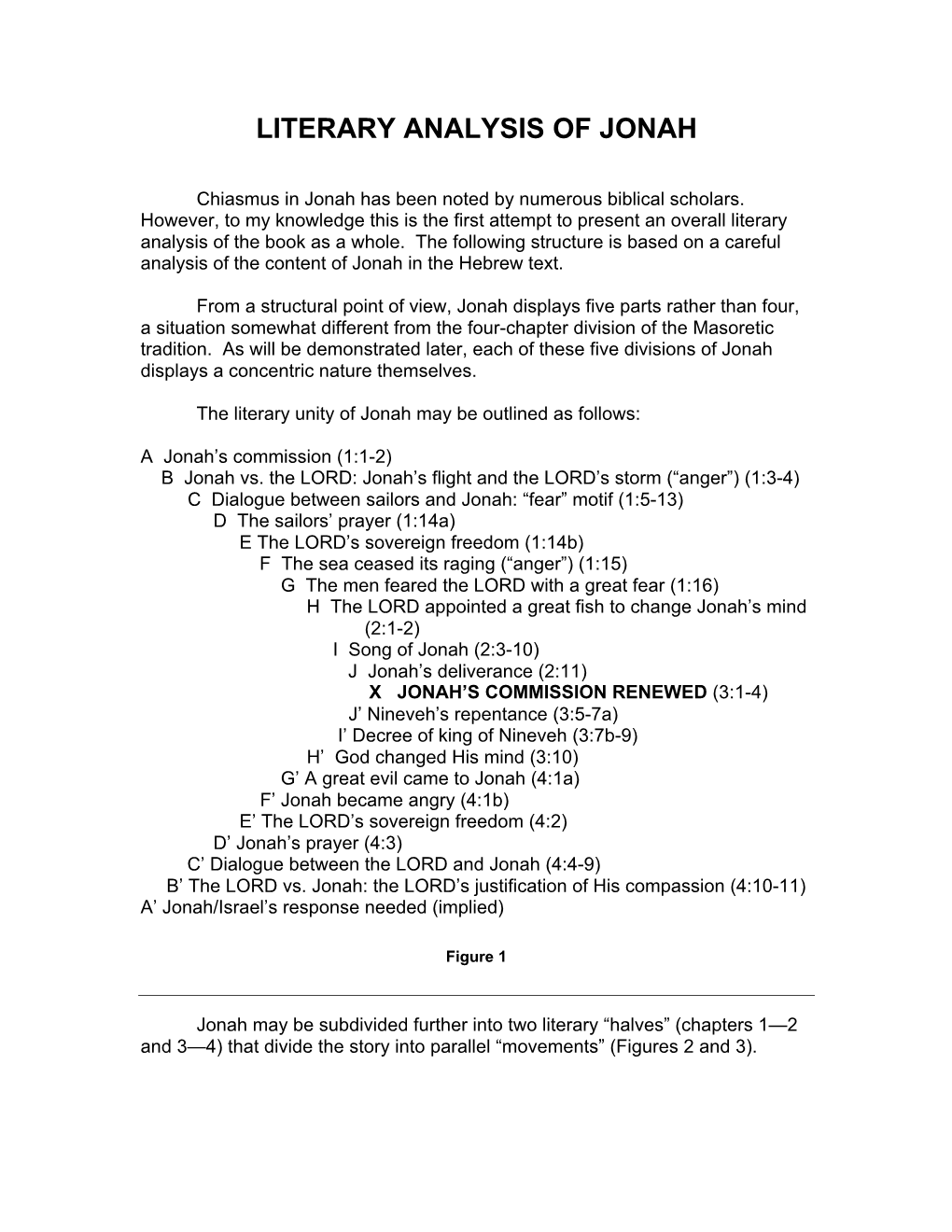 Literary Analysis of Jonah 1:1--4:11