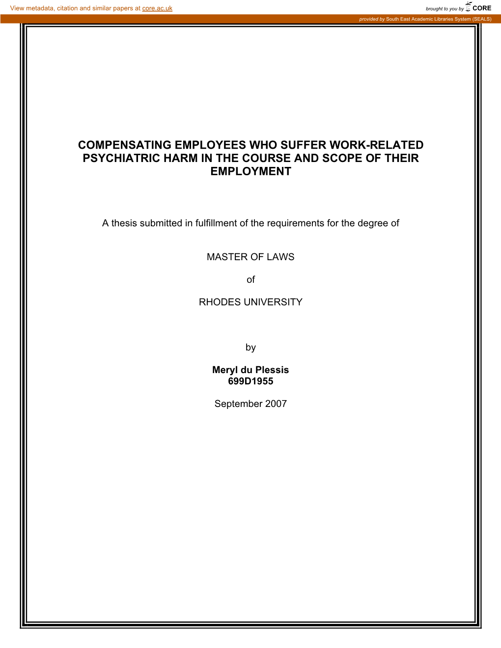 Compensating Employees Who Suffer Work-Related Psychiatric Harm in the Course and Scope of Their Employment