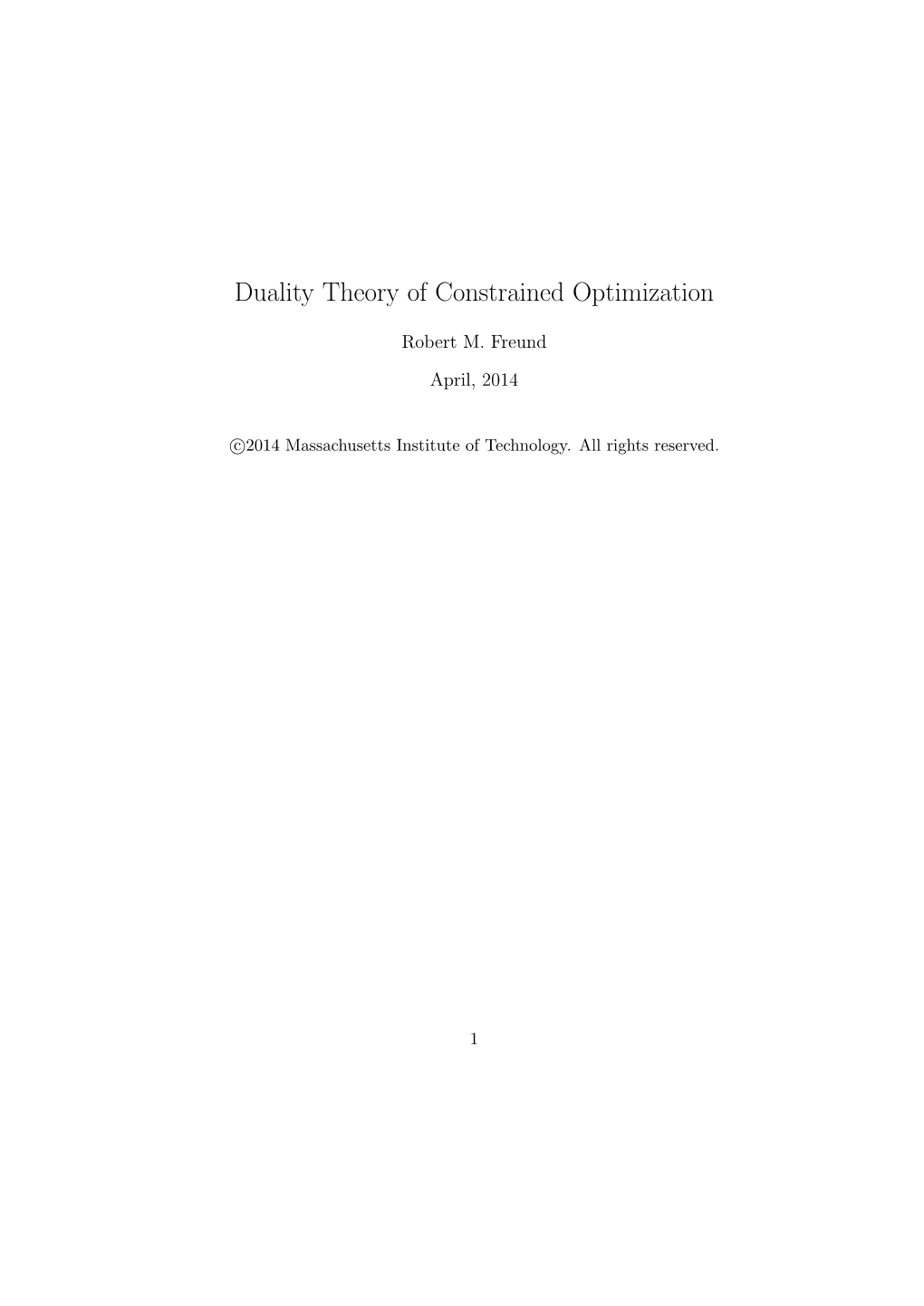 Duality Theory of Constrained Optimization