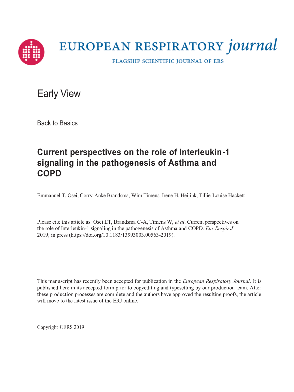 Current Perspectives on the Role of Interleukin-1 Signaling in the Pathogenesis of Asthma and COPD