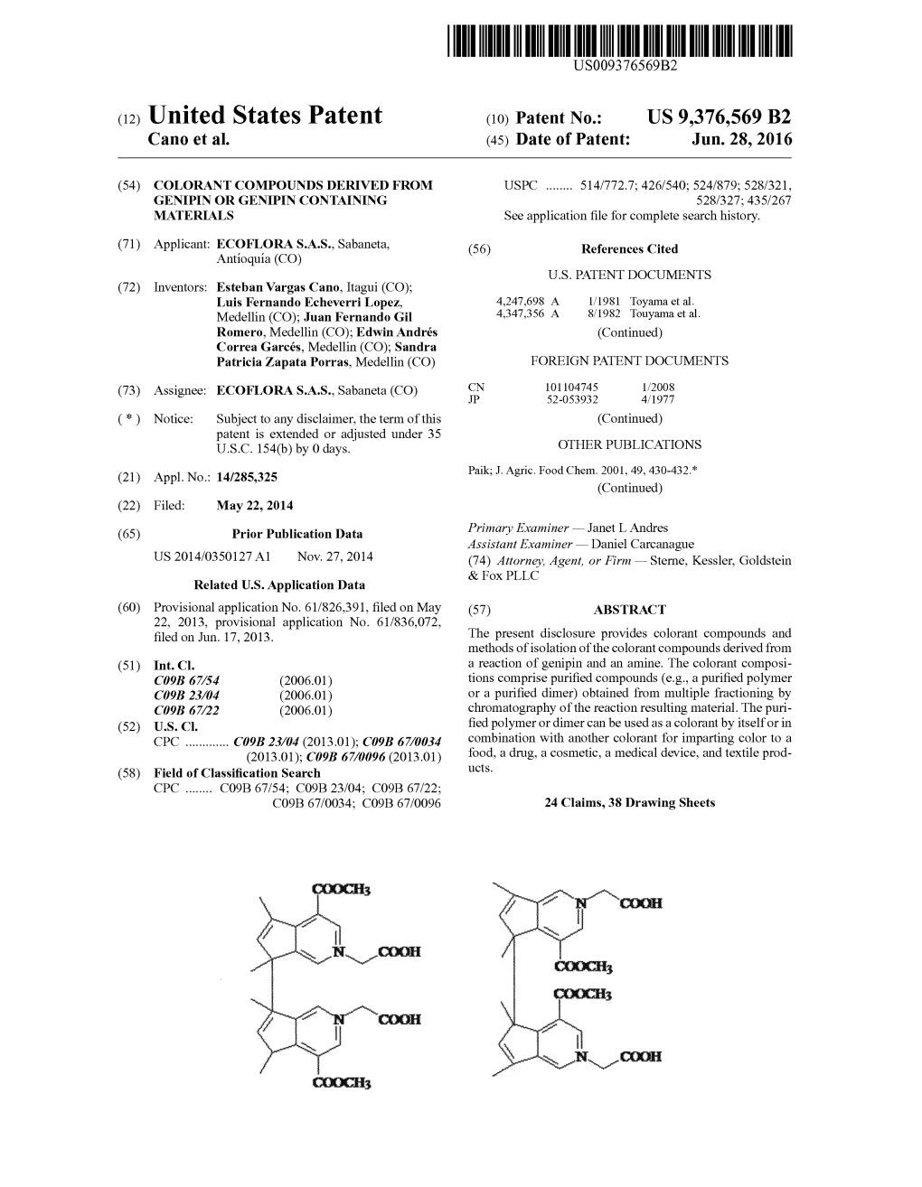 (10) Patent No.: US 9376569 B2