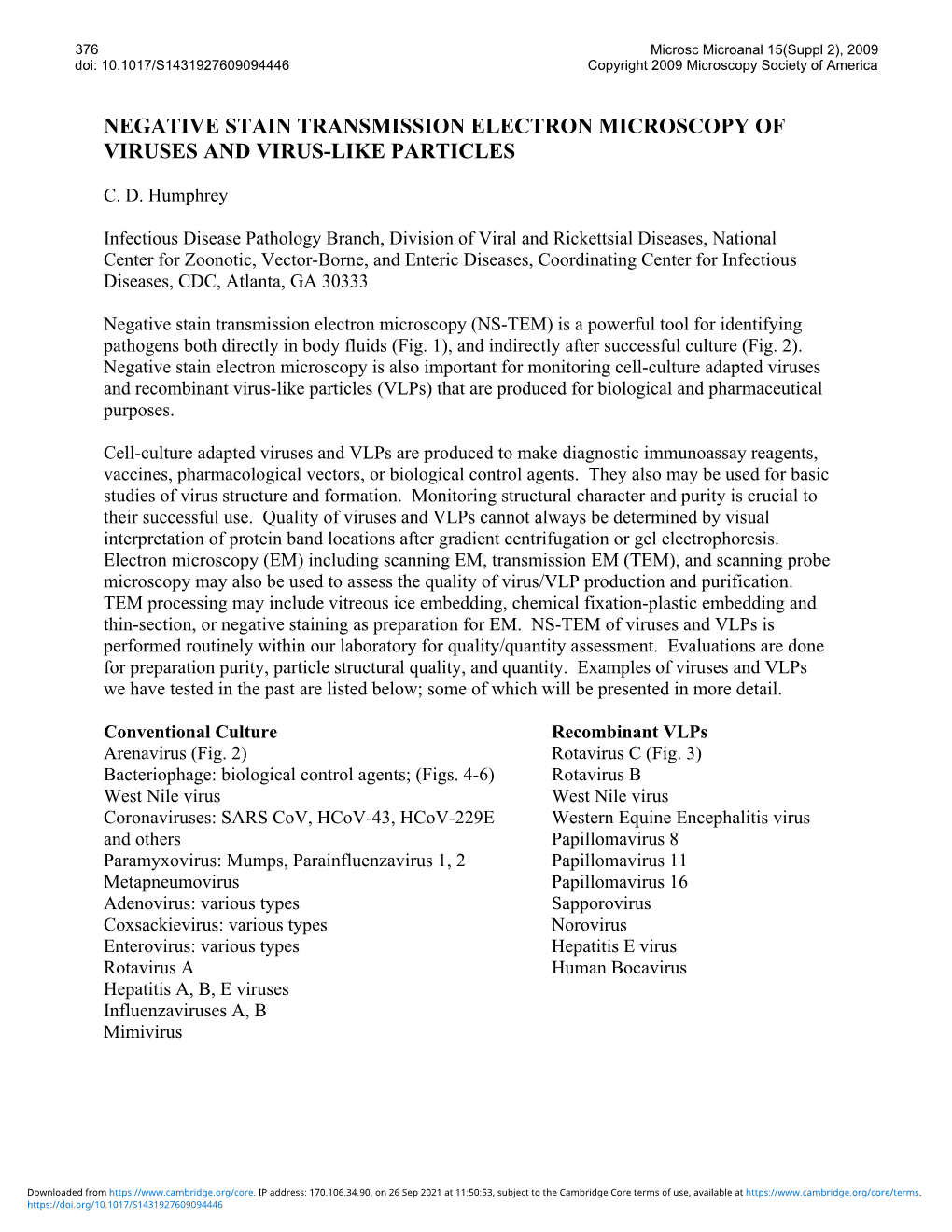 Negative Stain Transmission Electron Microscopy of Viruses and Virus-Like Particles