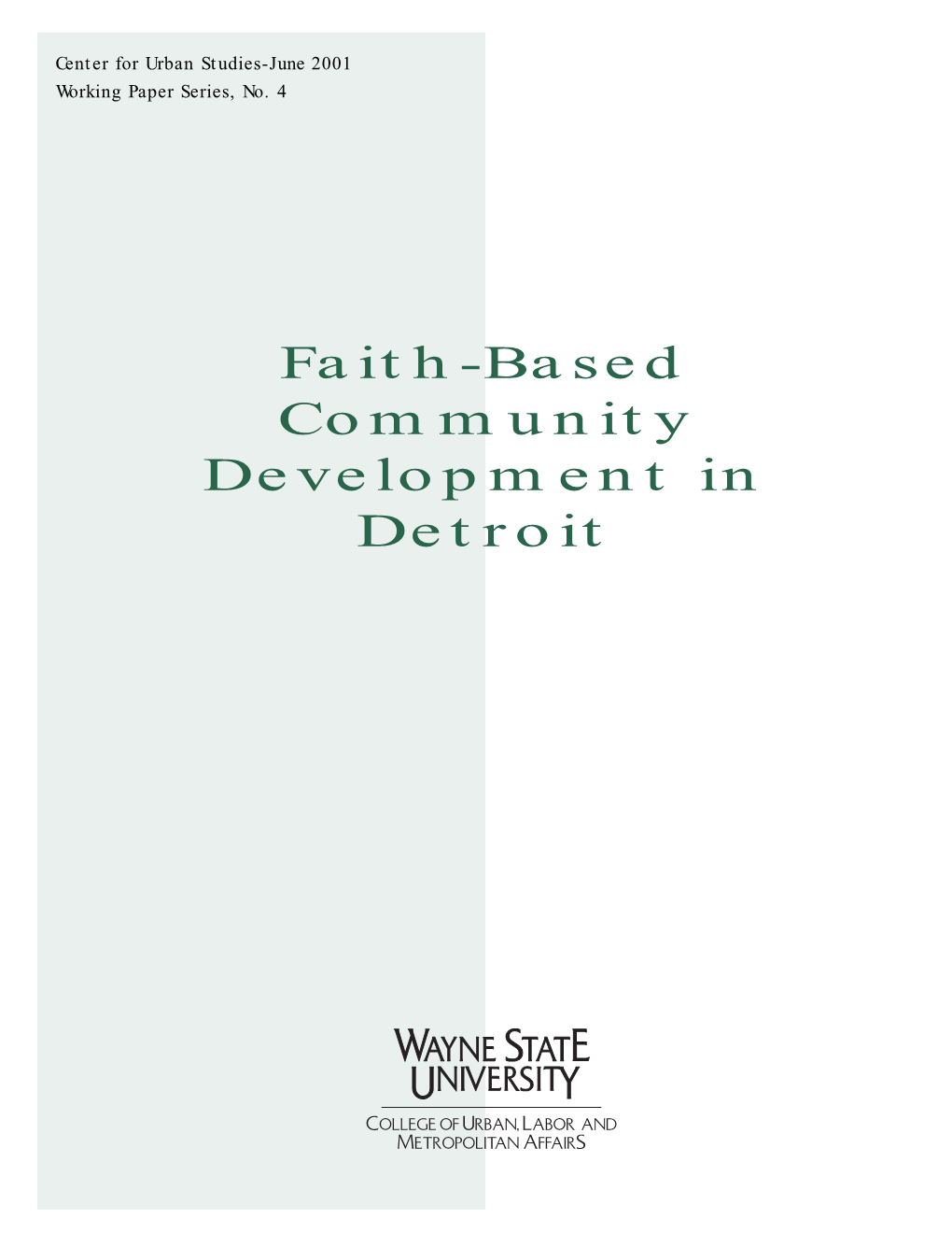 Faith-Based Community Development in Detroit
