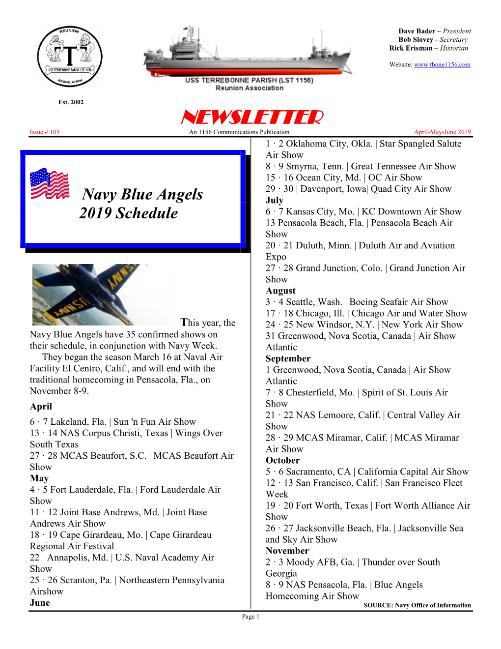 Newsletter Issue 105 2019 April May June