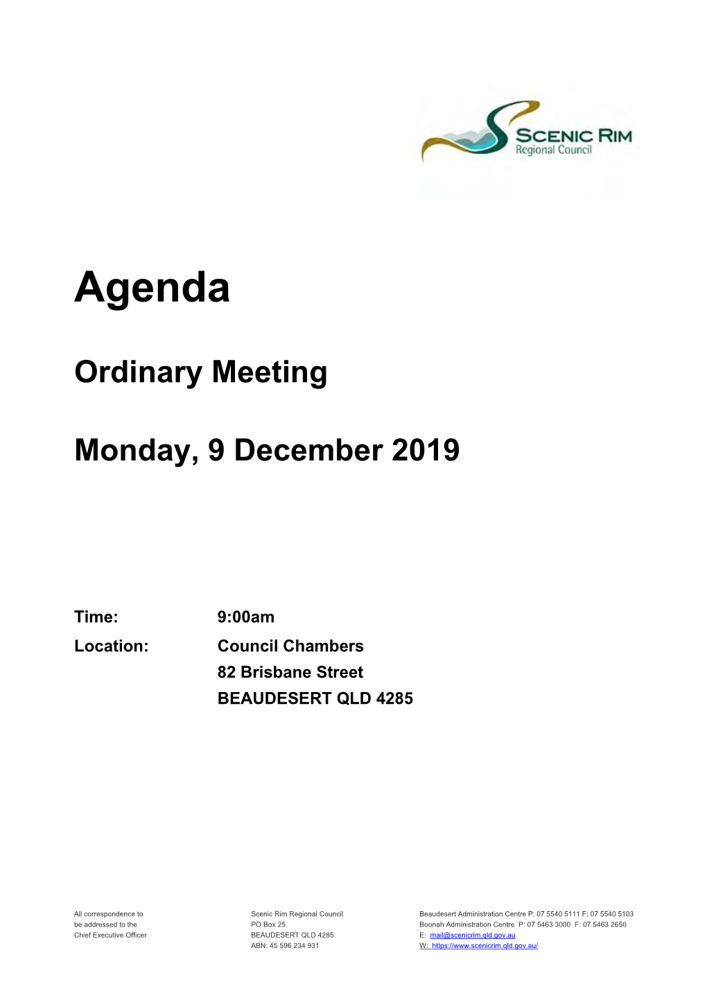 Agenda of Ordinary Meeting