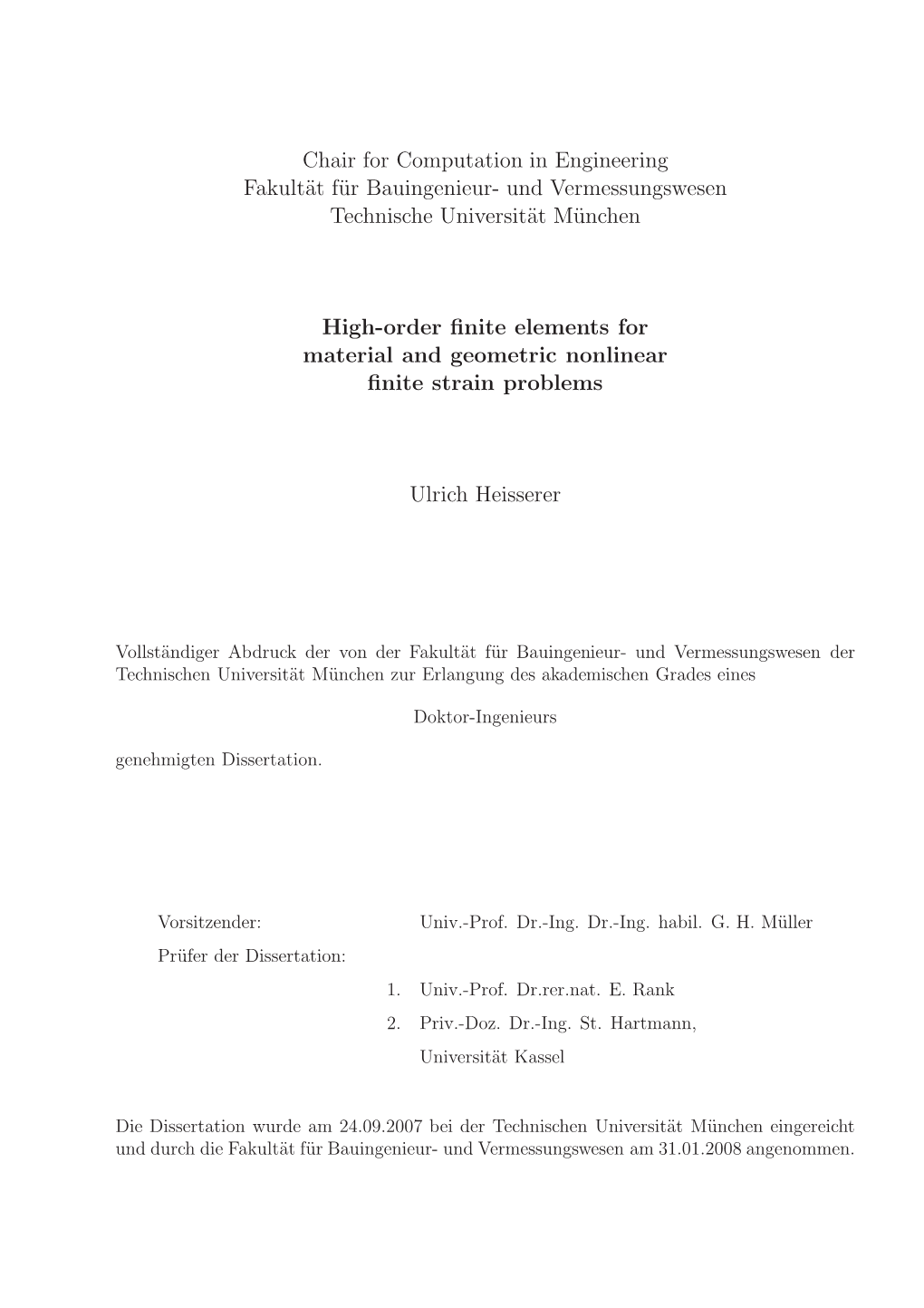 High-Order Finite Elements for Material and Geometric Nonlinear Finite Strain