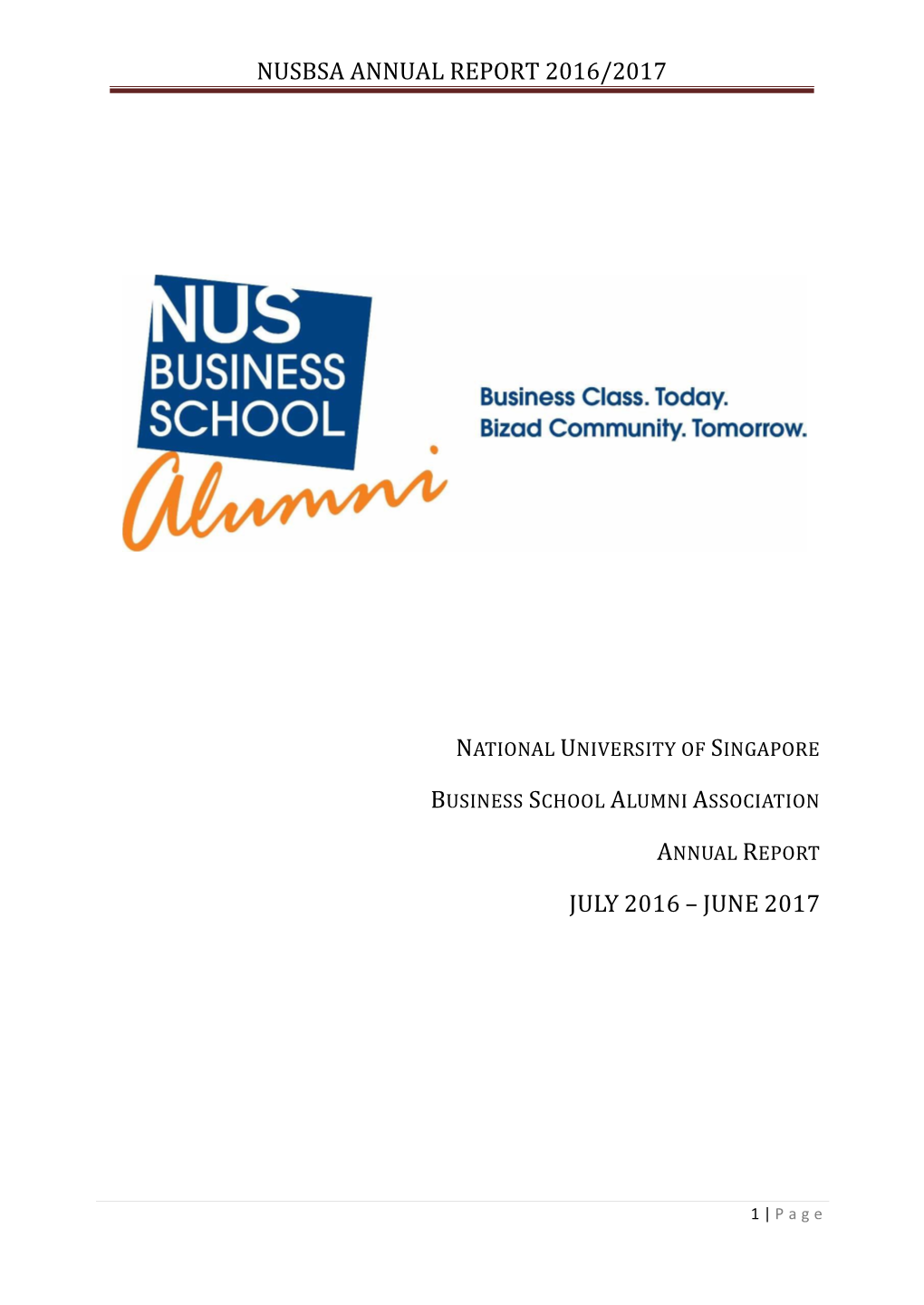Nusbsa Annual Report 2016/2017 July 2016 – June 2017