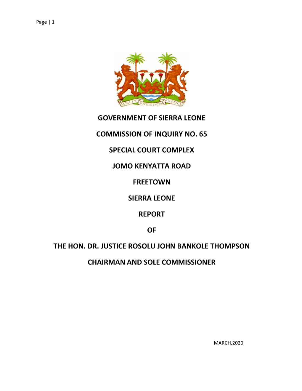 Justice Bankole Thompson Full Report