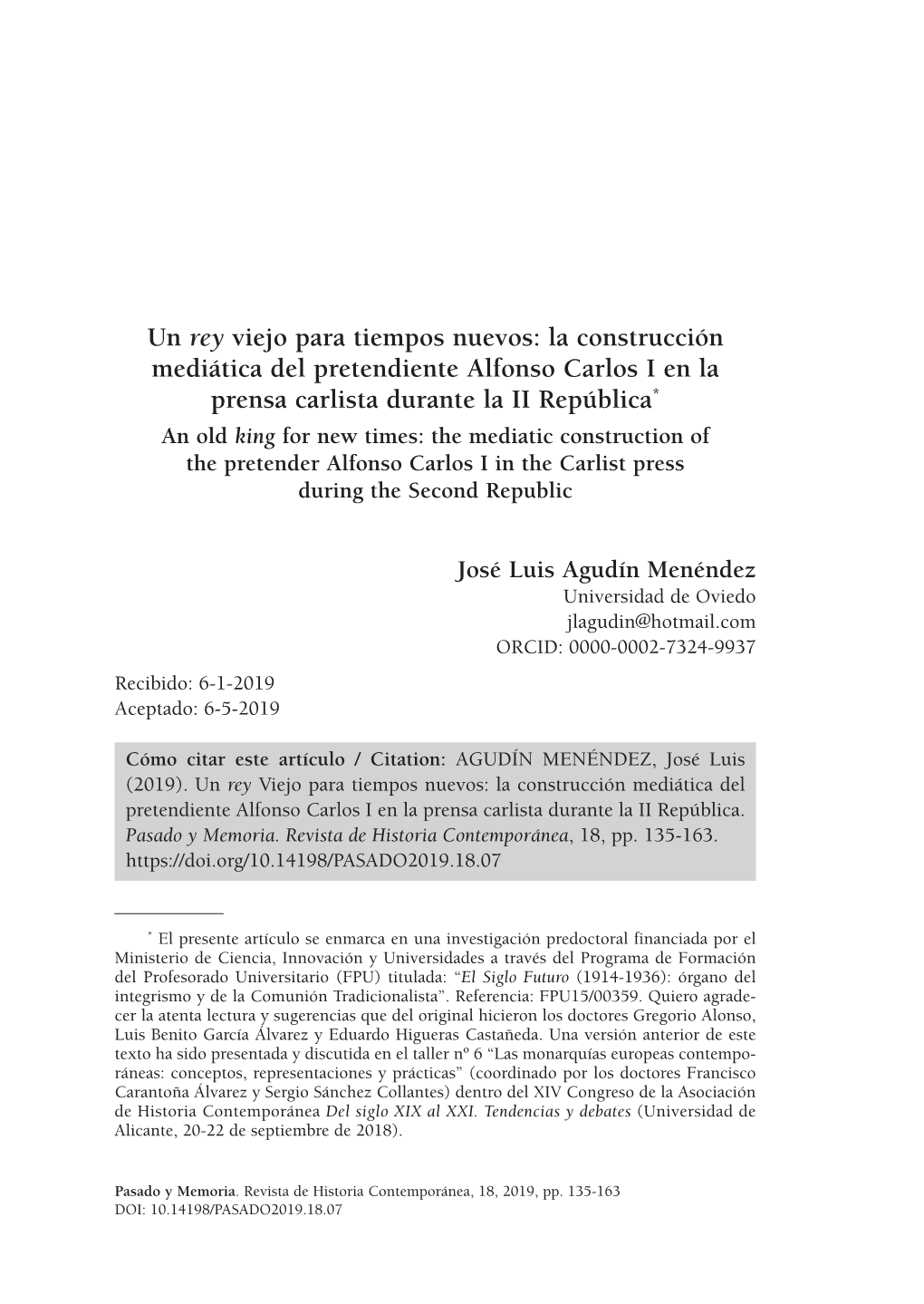 La Construcción Mediática Del Pretendiente Alfonso Carlos I En