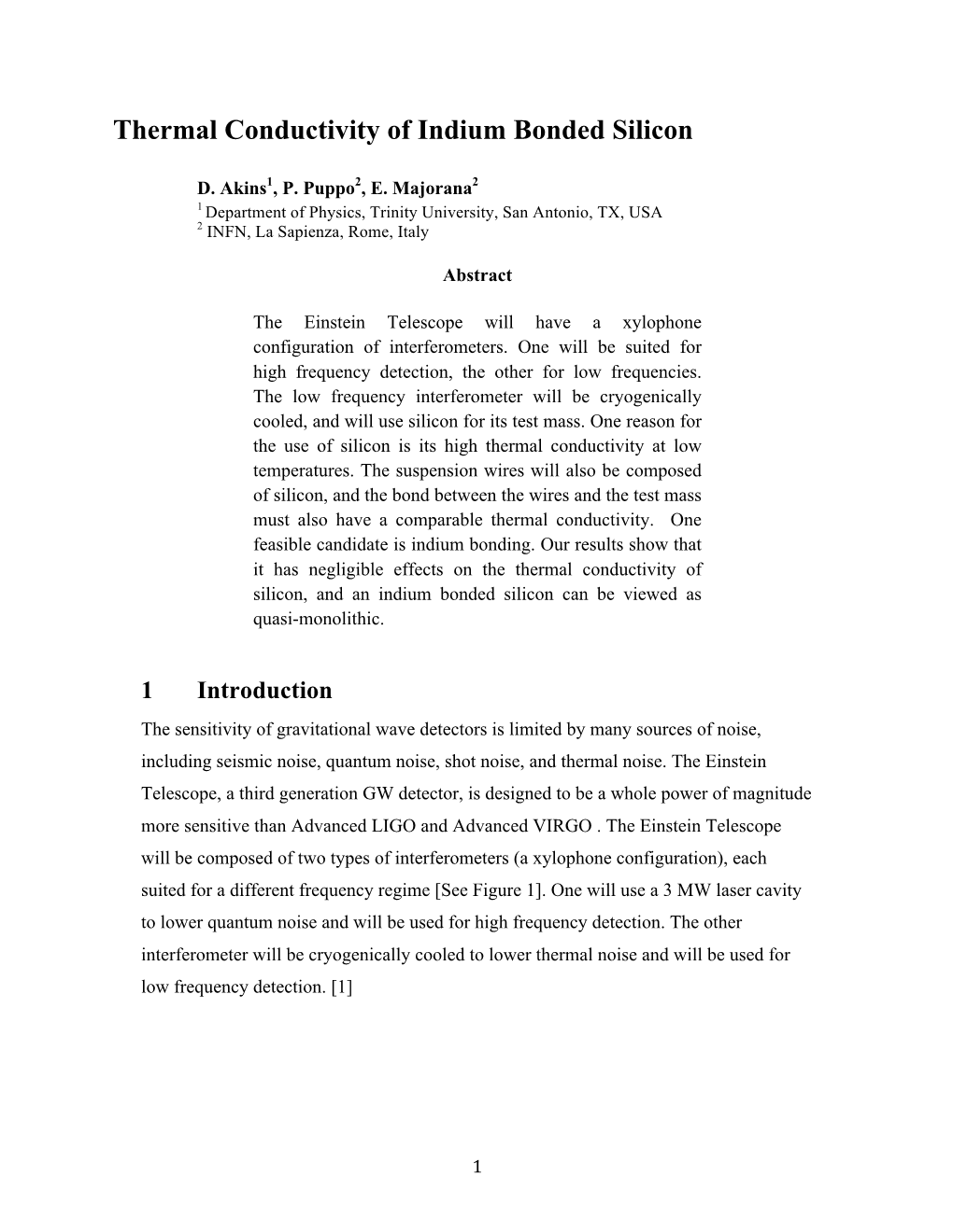 Thermal Conductivity of Indium Bonded Silicon