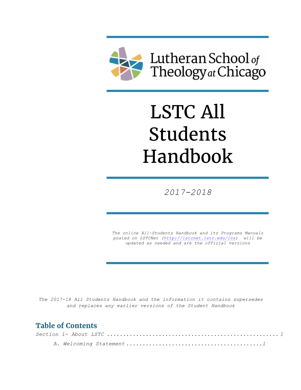 LSTC All Students Handbook