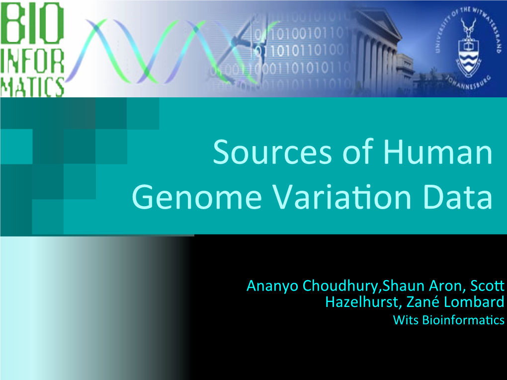 Sources of Human Genome Variamon Data