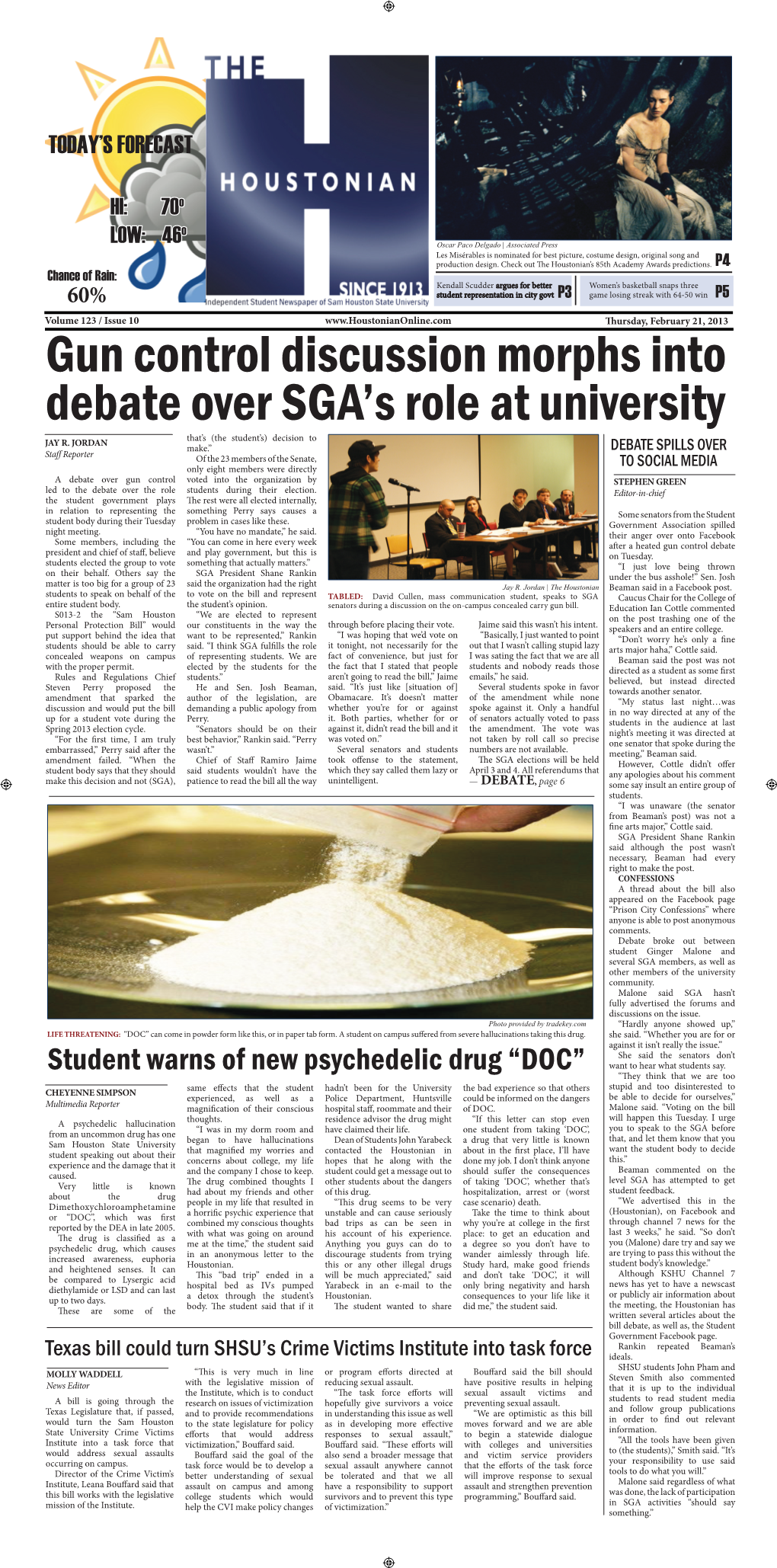 Gun Control Discussion Morphs Into Debate Over SGA's Role at University