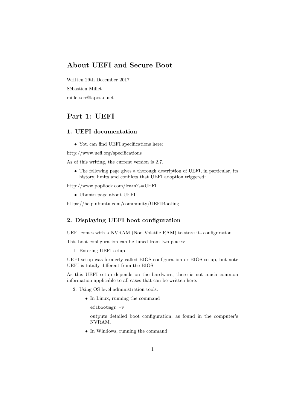 About UEFI and Secure Boot Part 1