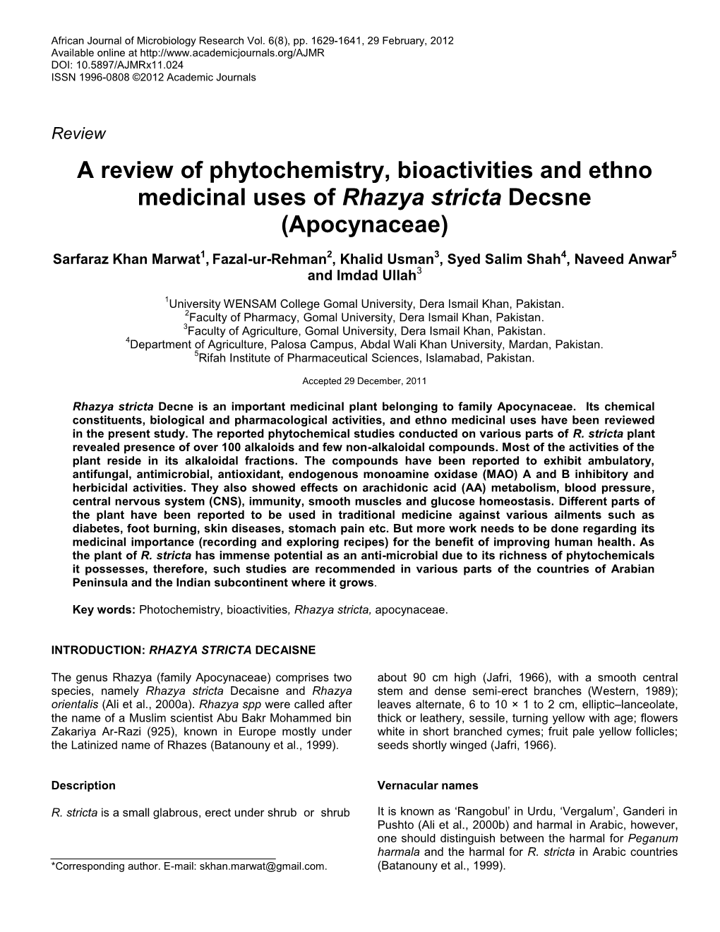 Phytochemical Studies of R