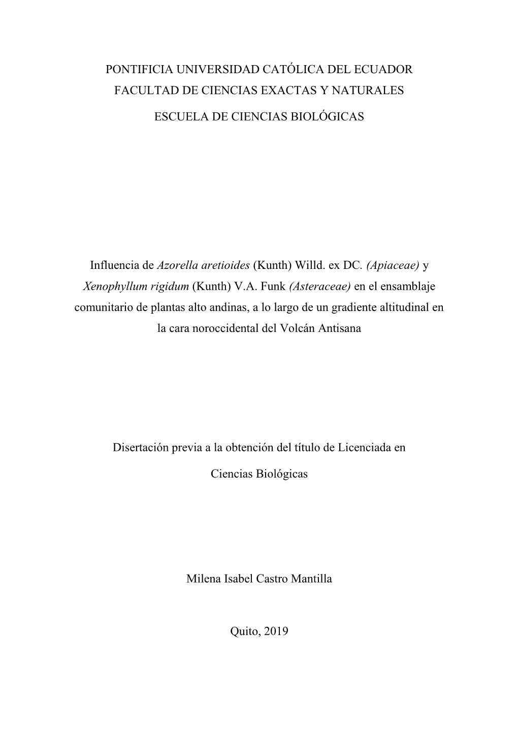 Pontificia Universidad Católica Del Ecuador Facultad De Ciencias Exactas Y Naturales