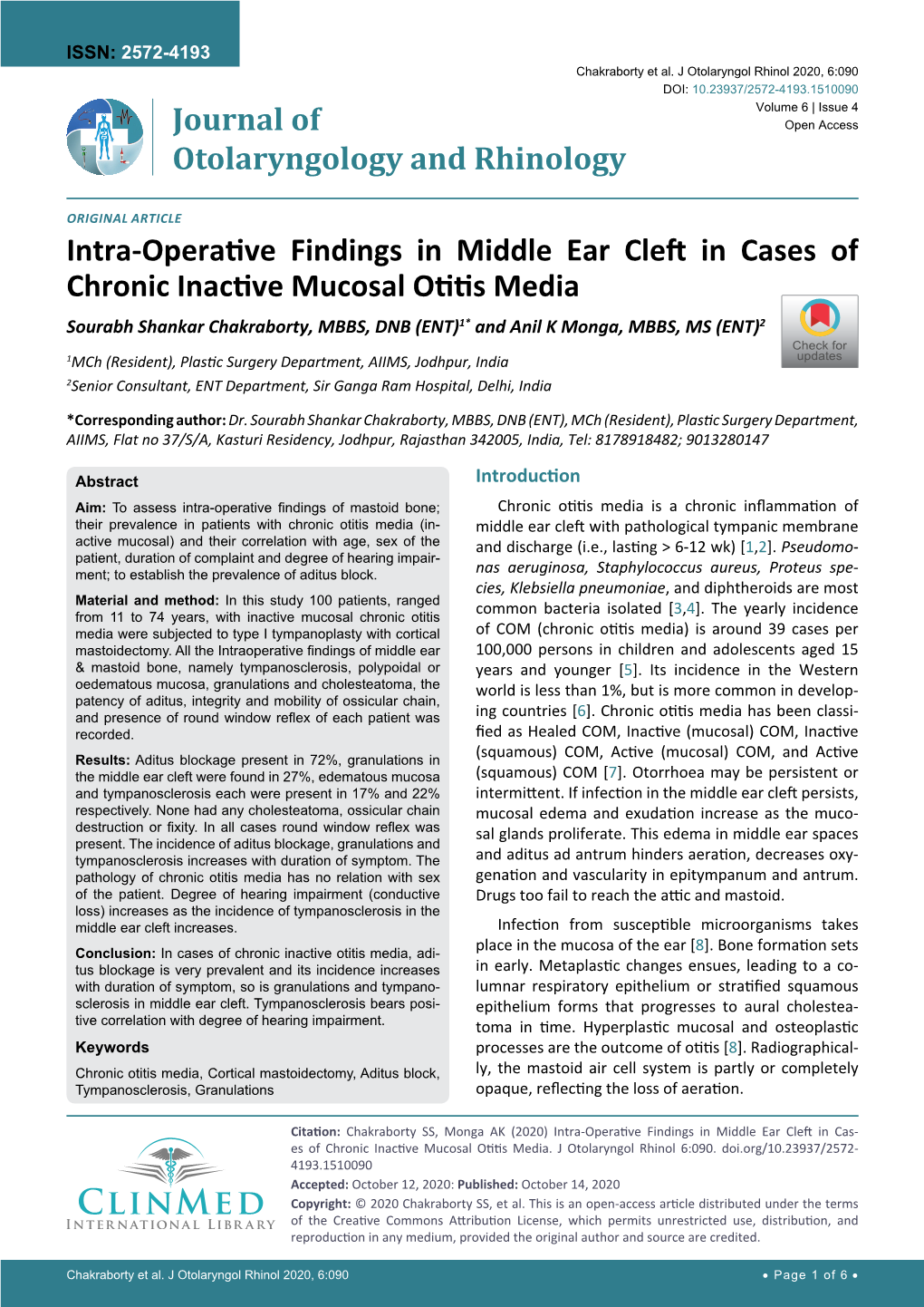 Intra-Operative Findings in Middle Ear Cleft in Cases of Chronic Inactive