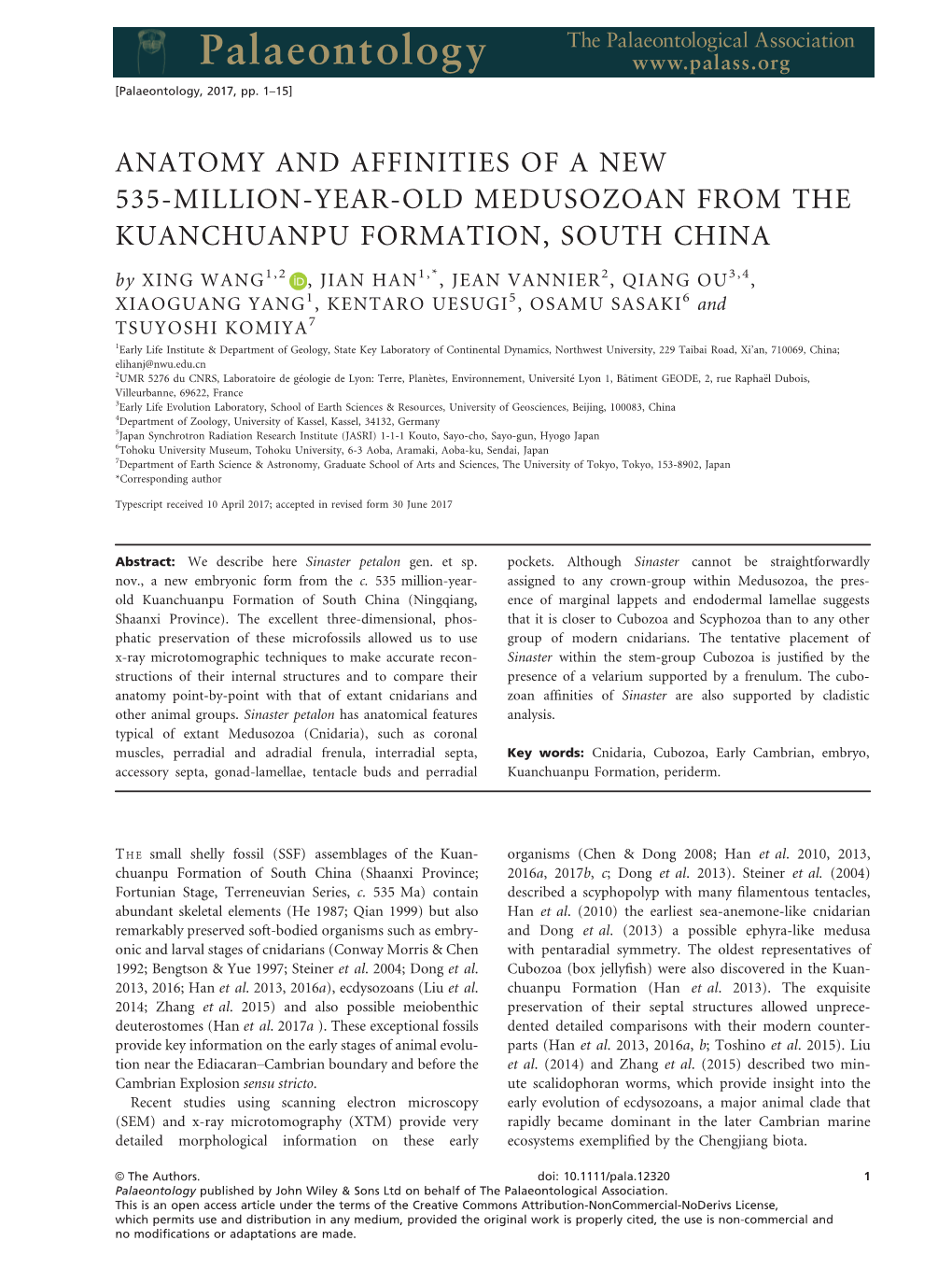 Old Medusozoan from the Kuanchuanpu