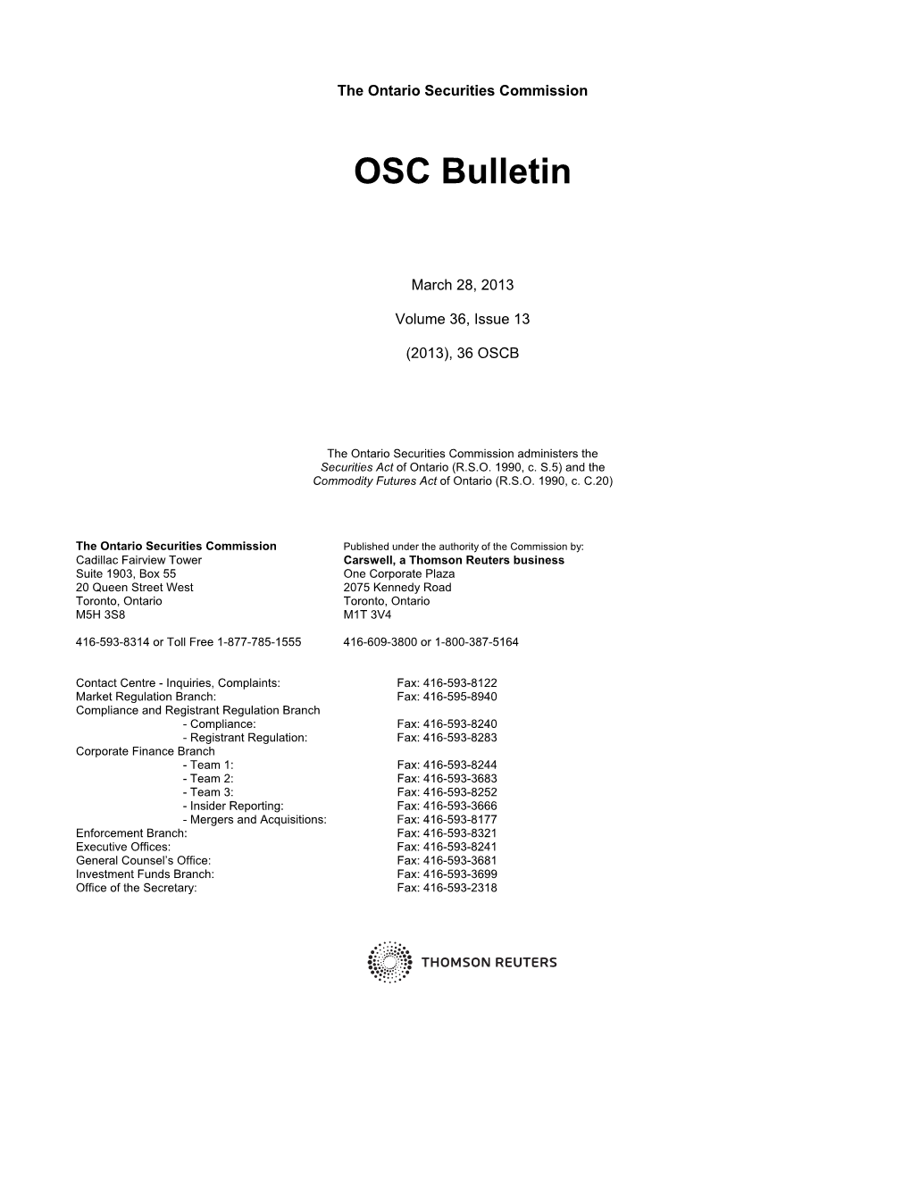 OSC Bulletin