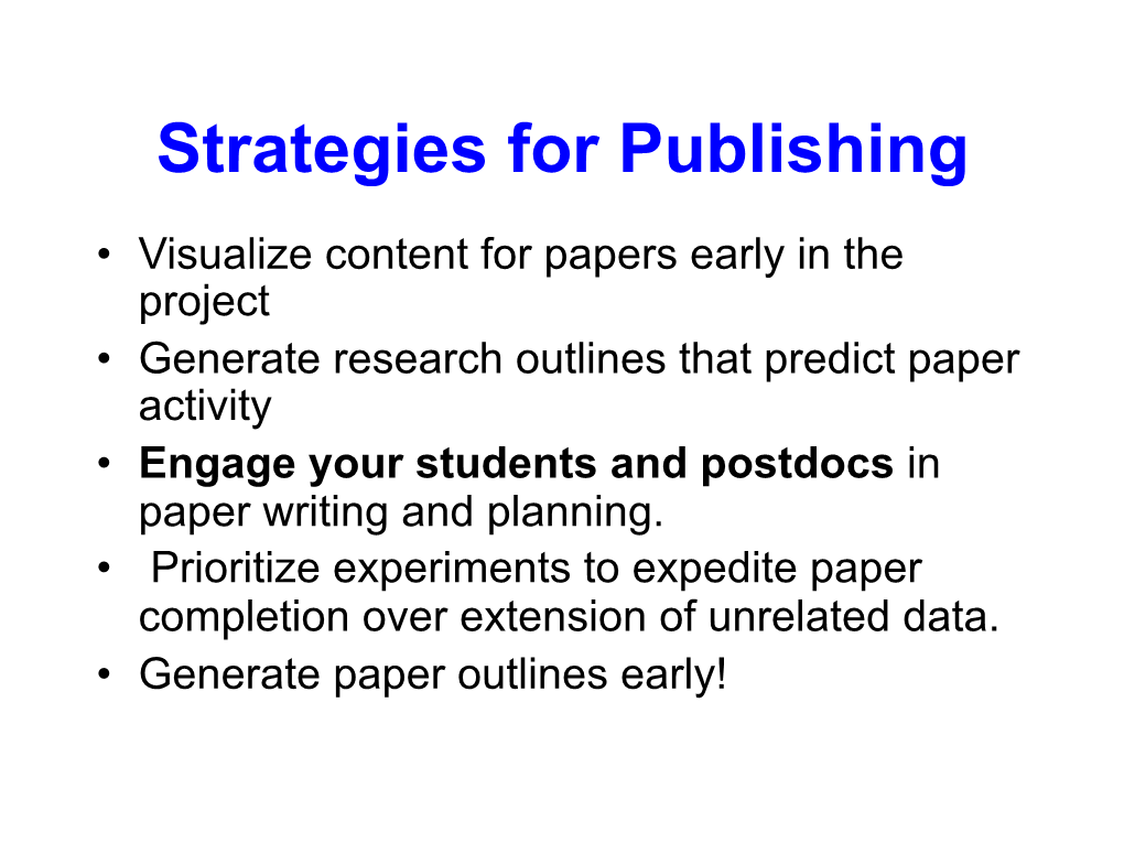 Strategies for Publishing