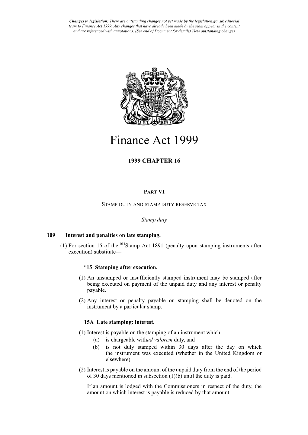 Finance Act 1999