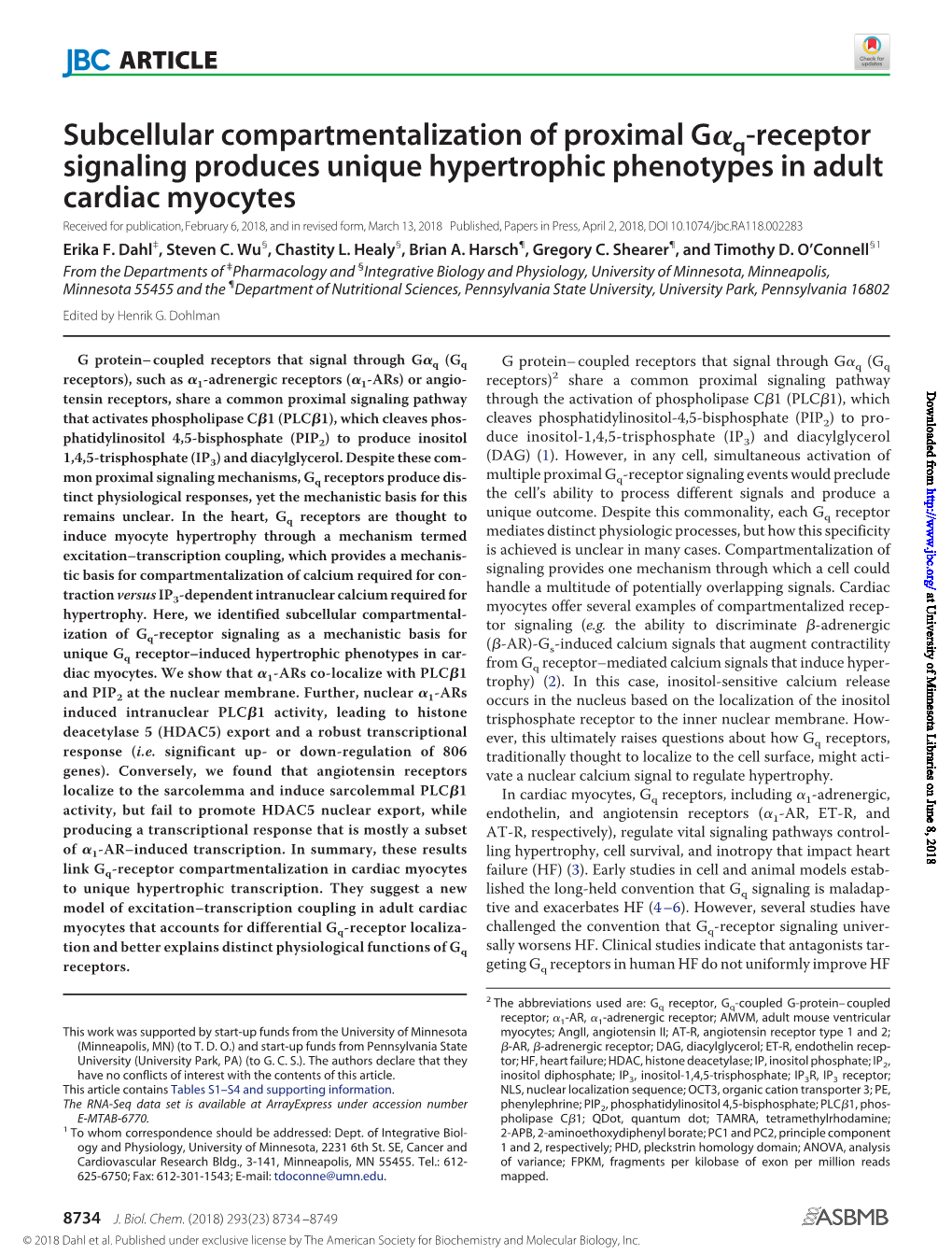 Subcellular Compartmentalization of Proximal G Q