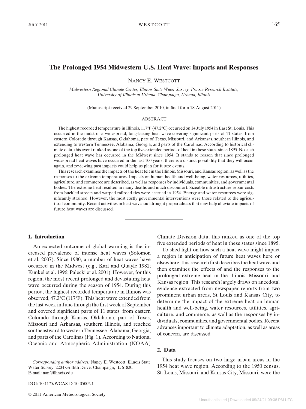 Downloaded 09/24/21 09:36 PM UTC 166 WEATHER, CLIMATE, and SOCIETY VOLUME 3