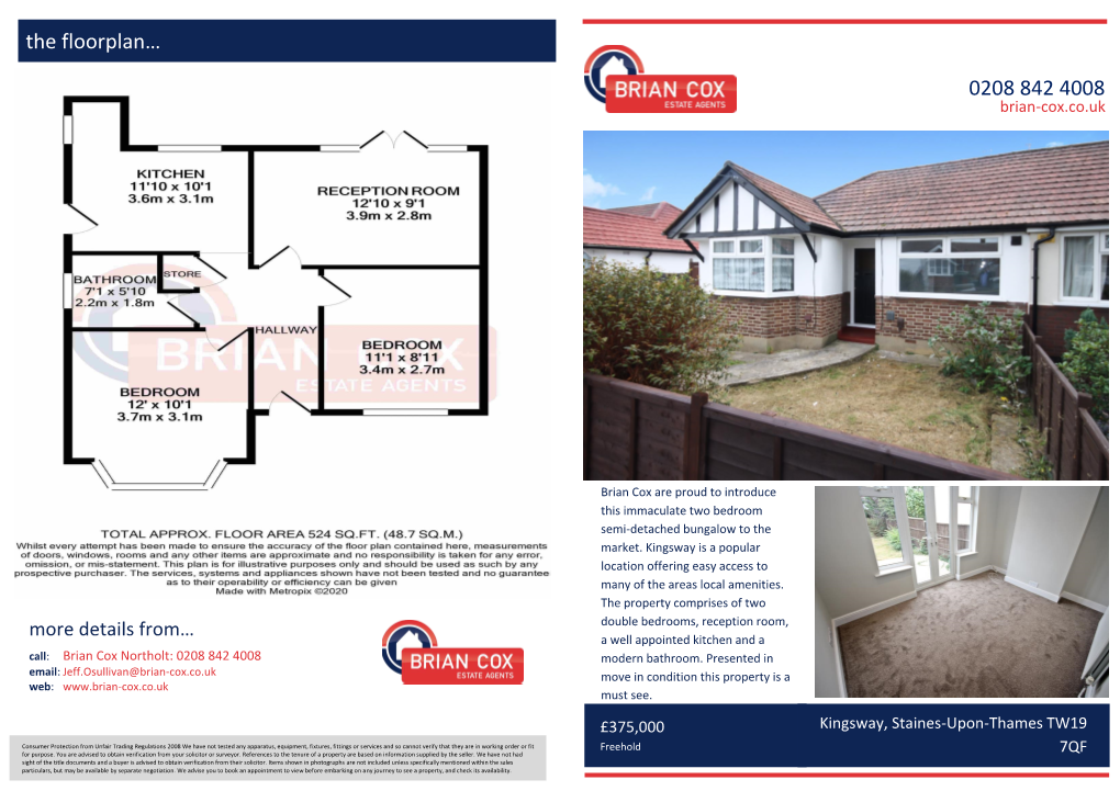 0208 842 4008 the Floorplan…