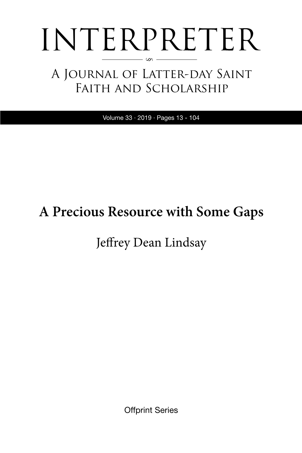 INTERPRETER§ a Journal of Latter-Day Saint Faith and Scholarship