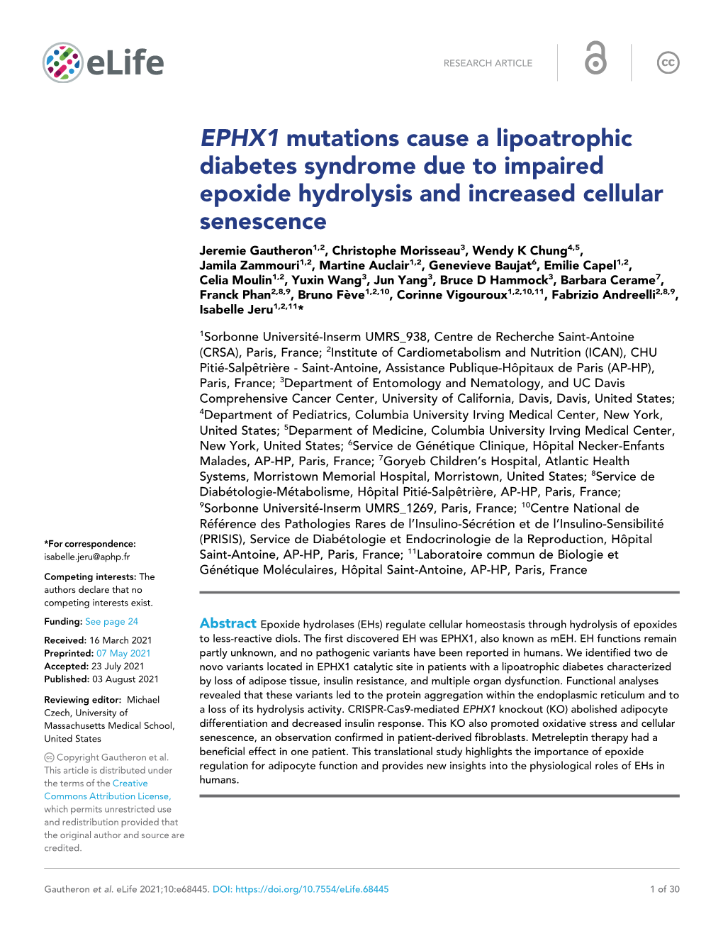 EPHX1 Mutations Cause a Lipoatrophic Diabetes Syndrome Due To