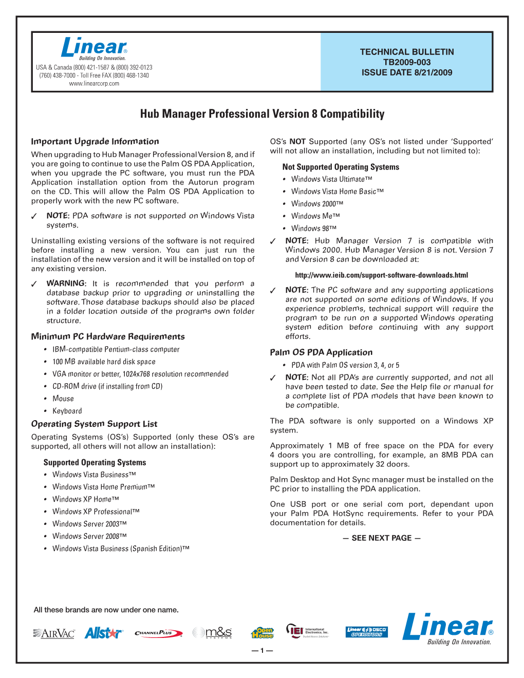 Hub Manager Professional Version 8 Compatibility