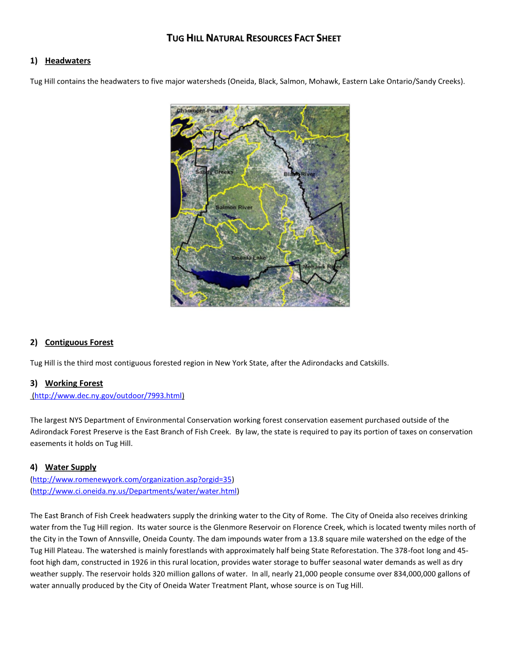 Tug Hill Natural Resources Fact Sheet