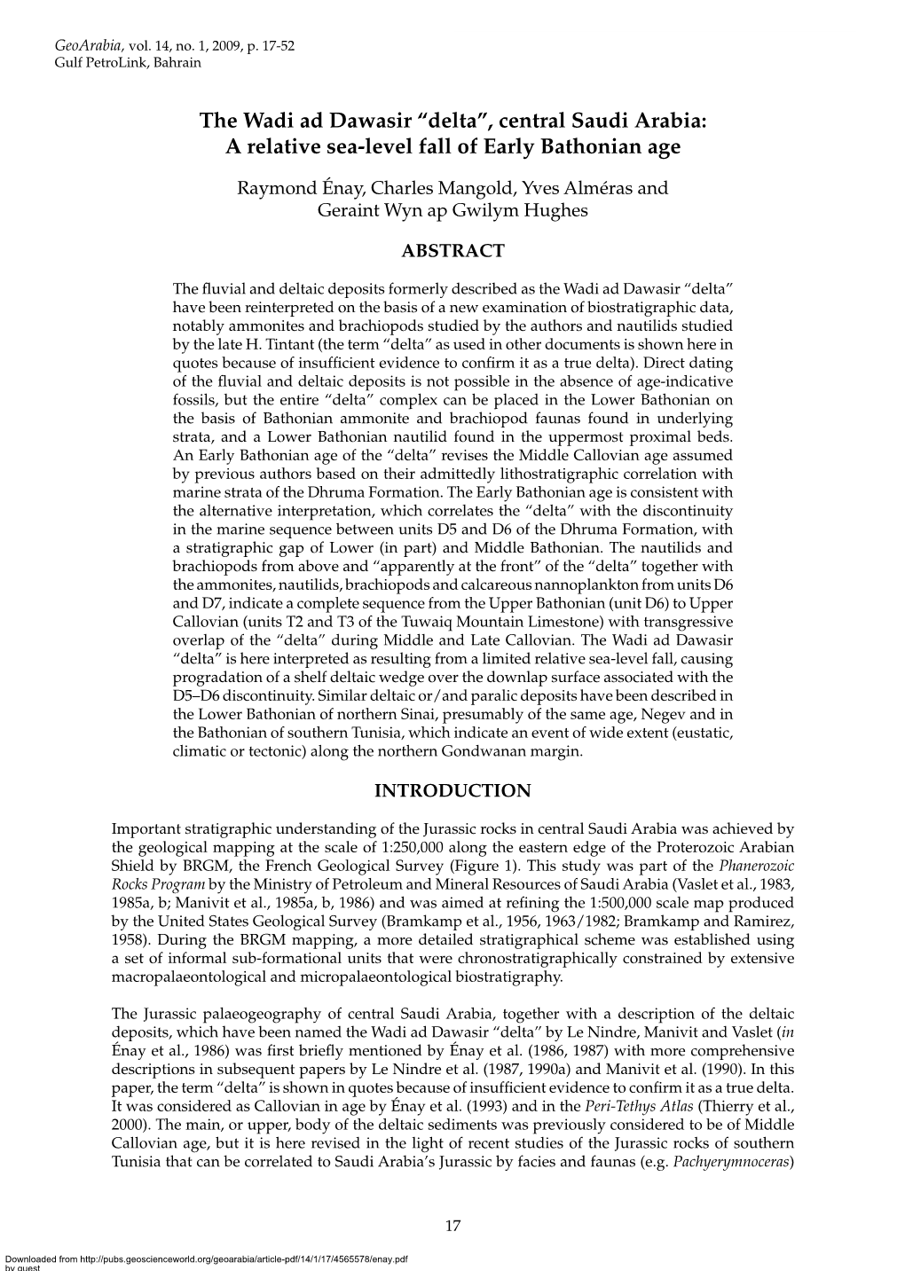 Central Saudi Arabia: a Relative Sea-Level Fall of Early Bathonian Age